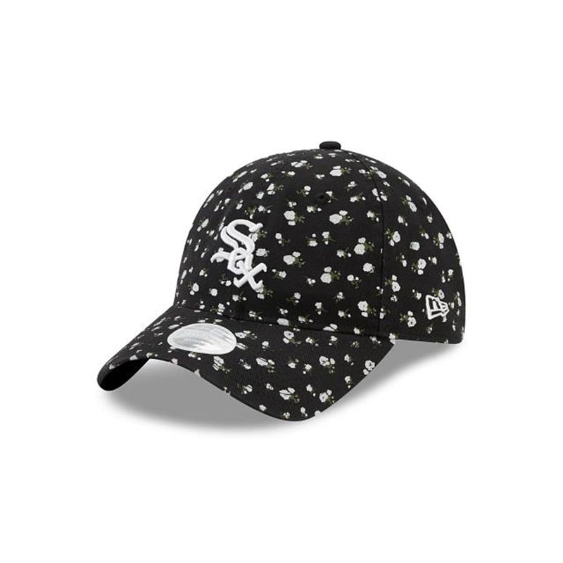 MLB Chicago White Sox Womens Floral 9Twenty Adjustable (AXF6868) - Black New Era Caps